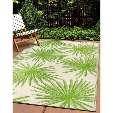World Rug Gallery Floral Tropical Reversible Recycled Plastic 3' X 5' Green Outdoor Rug 6075GREEN3X5